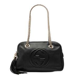 Gucci Soho Fringe Chain Shoulder Bag 308983 Black Leather Women's GUCCI
